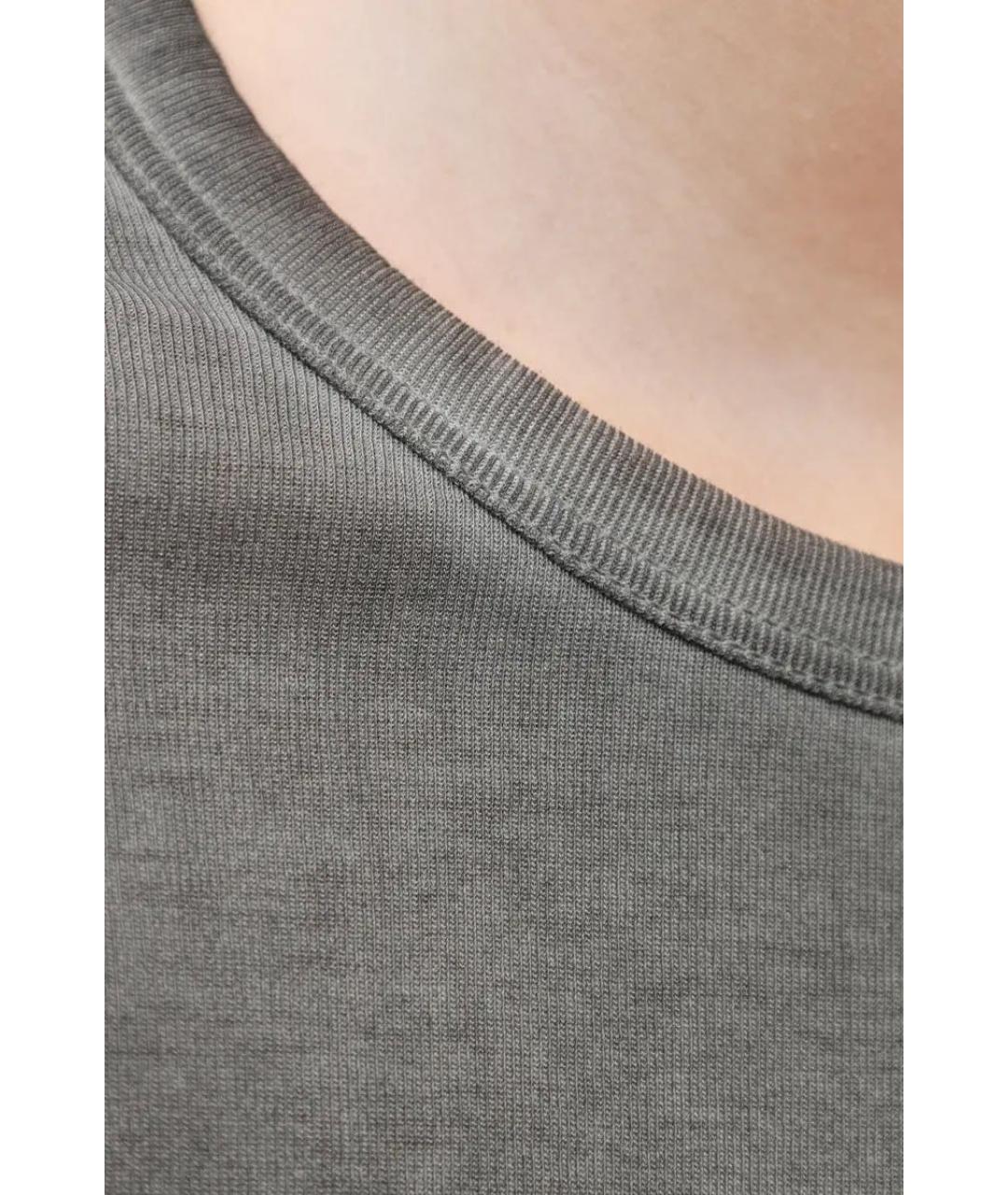 HELMUT LANG Серая хлопковая футболка, фото 3