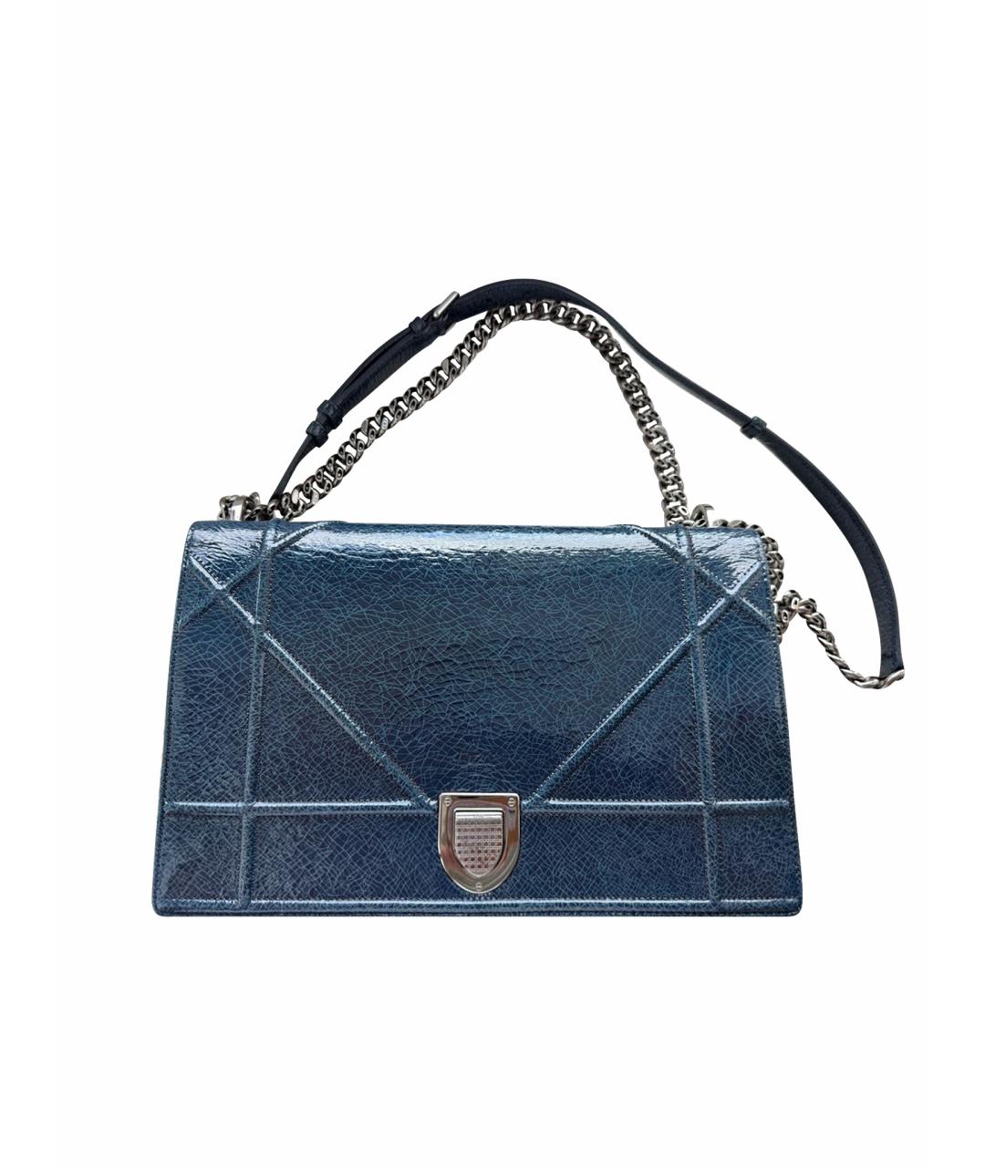 CHRISTIAN DIOR Синяя сумка тоут из лакированной кожи, фото 1