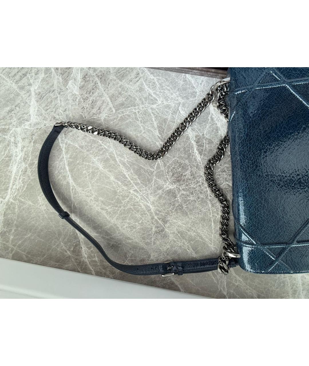 CHRISTIAN DIOR Синяя сумка тоут из лакированной кожи, фото 7