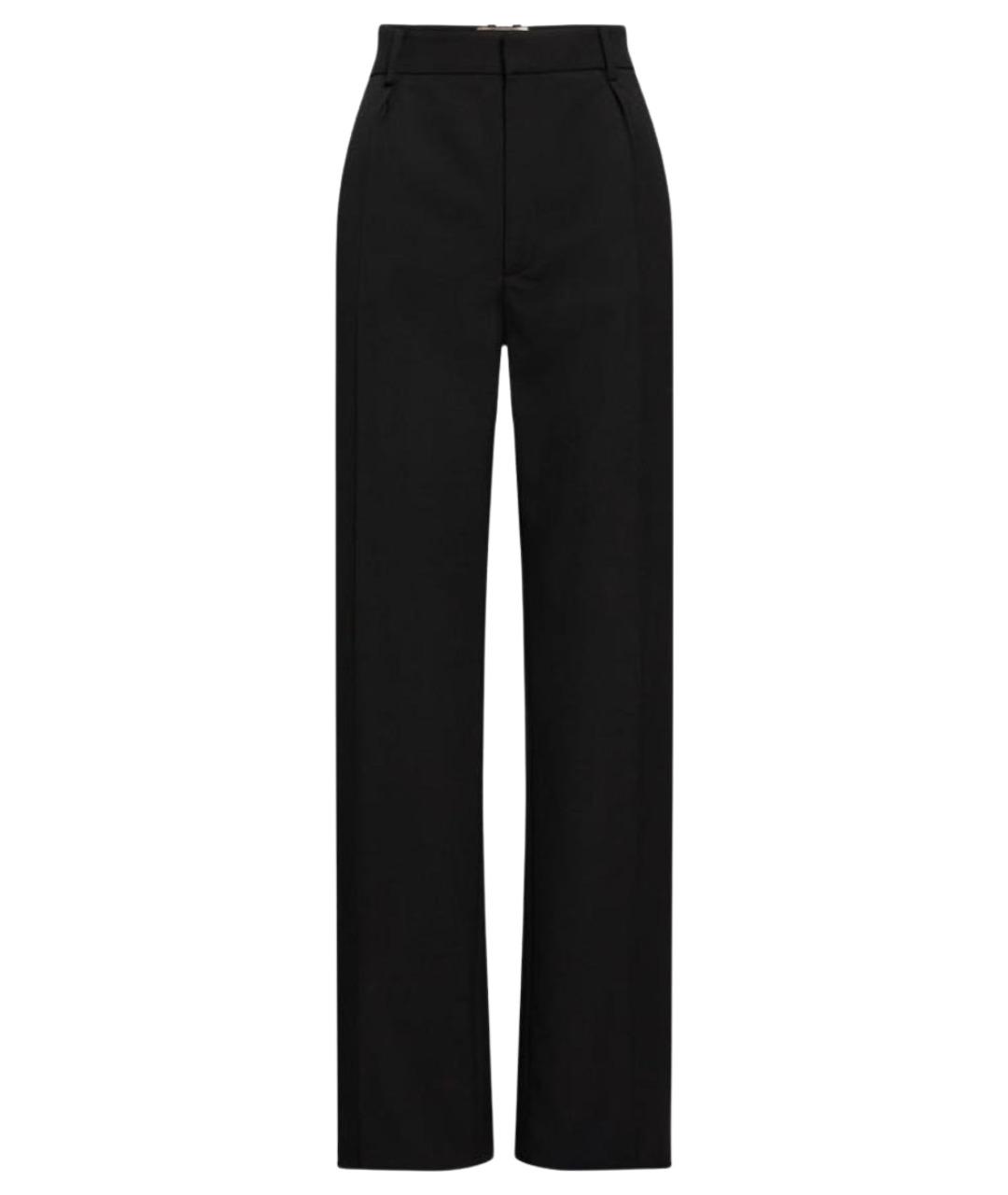 SAINT LAURENT Черные шерстяные прямые брюки, фото 1
