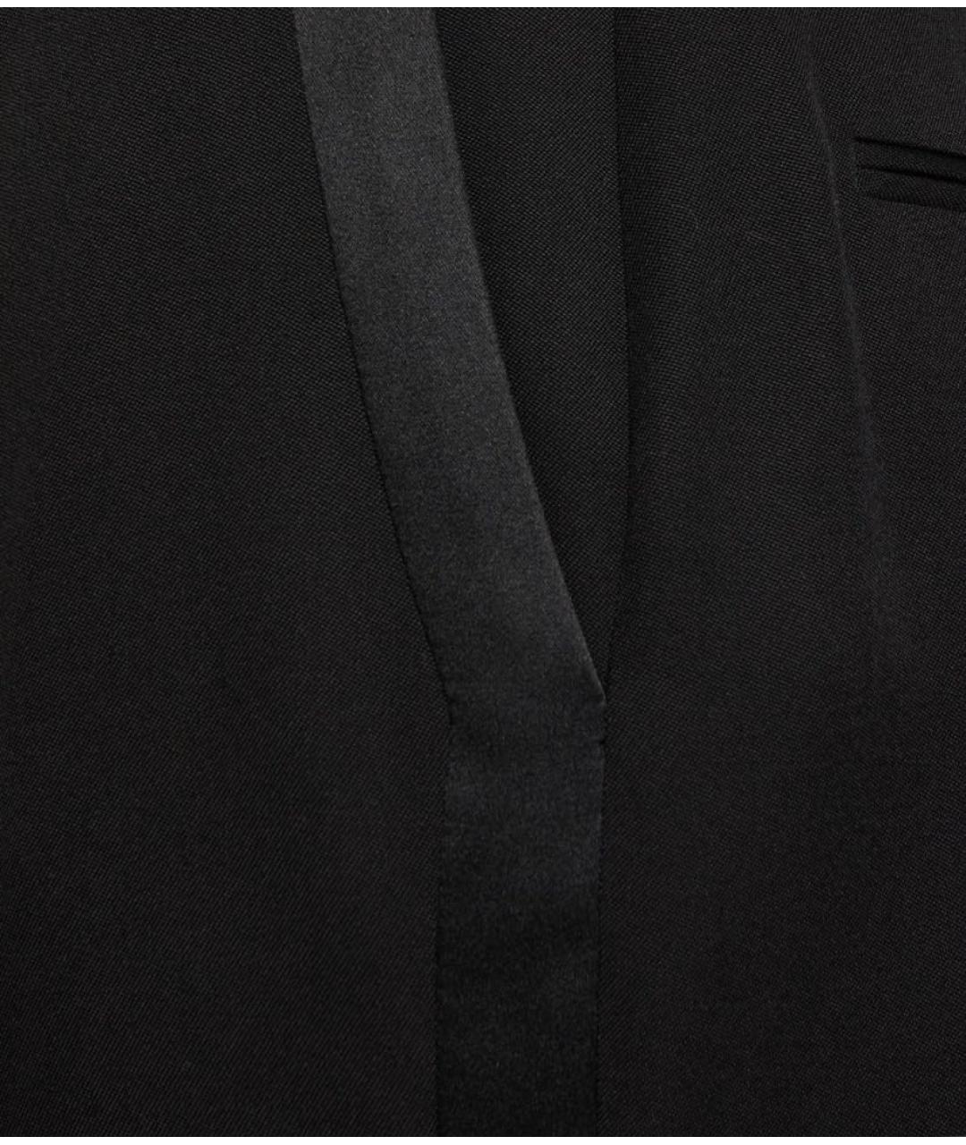 SAINT LAURENT Черные шерстяные прямые брюки, фото 3