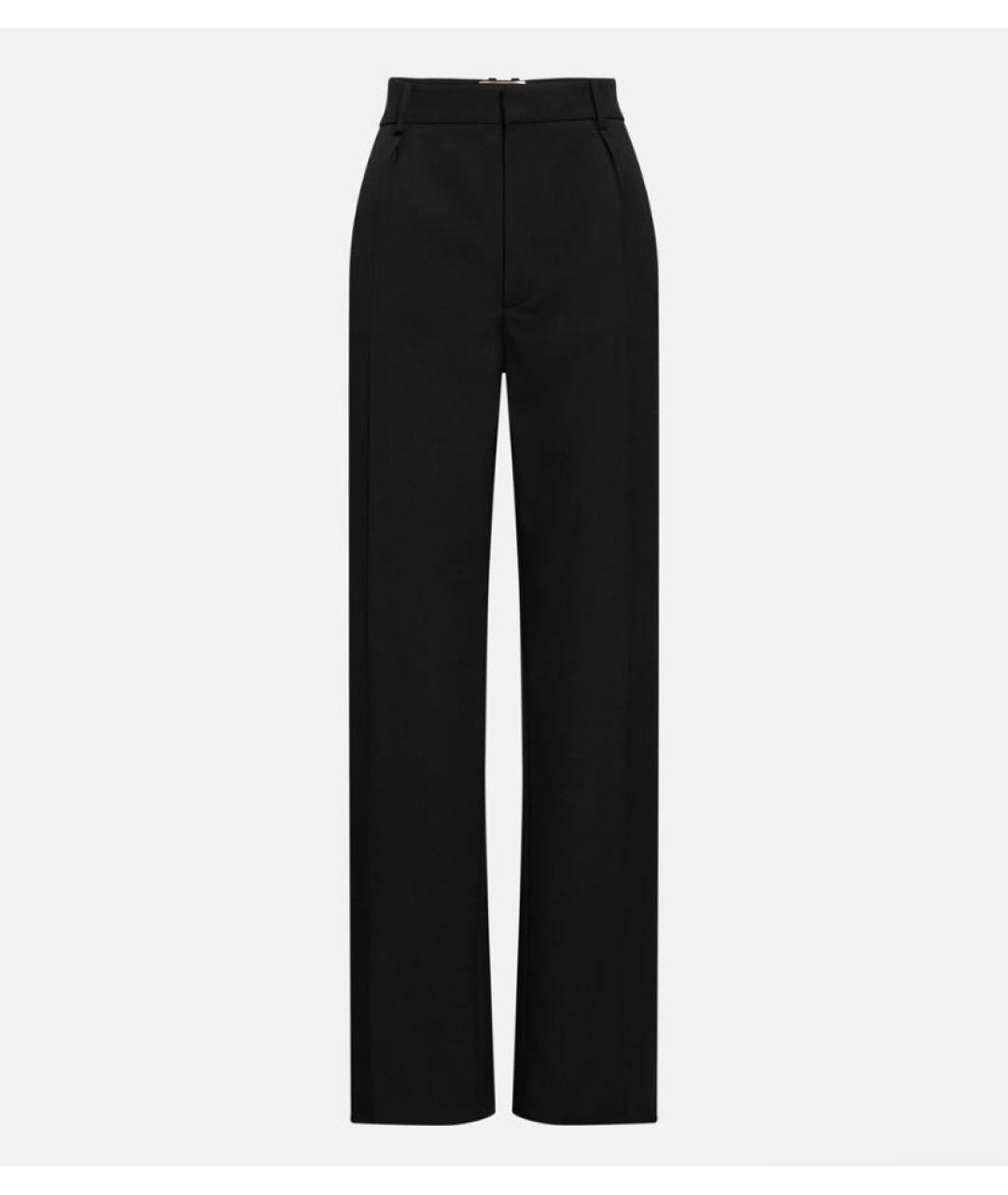 SAINT LAURENT Черные шерстяные прямые брюки, фото 4