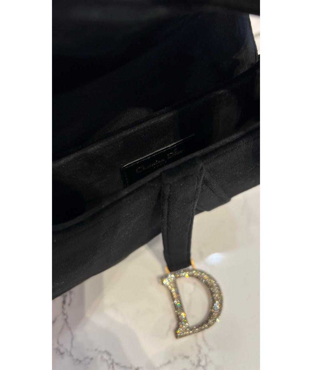 CHRISTIAN DIOR Черная бархатная сумка с короткими ручками, фото 4