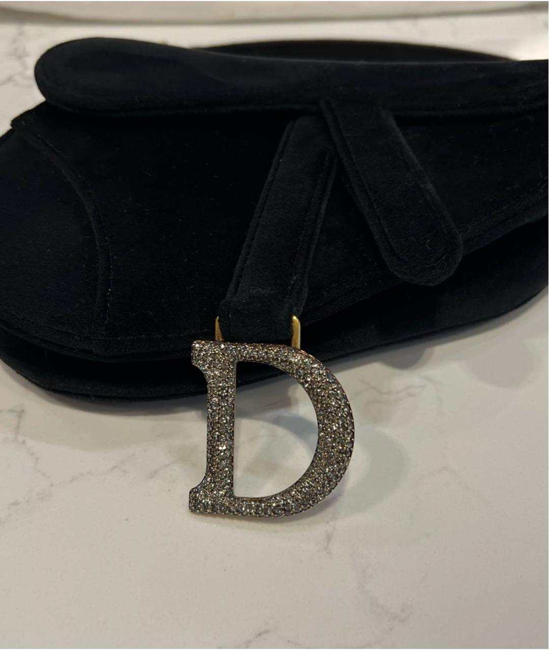 CHRISTIAN DIOR Черная бархатная сумка с короткими ручками, фото 5