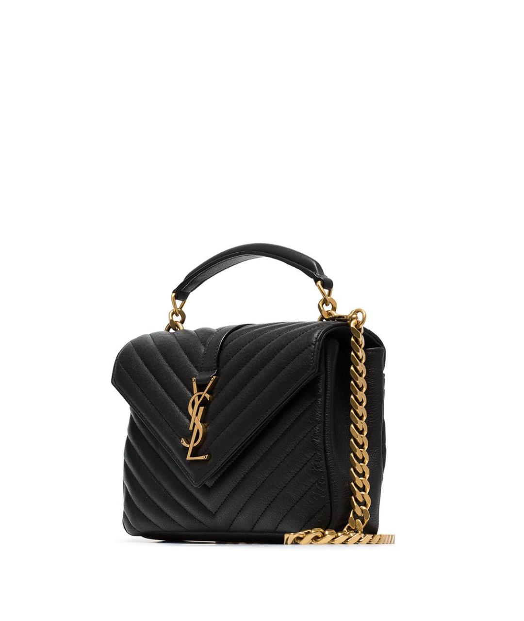 SAINT LAURENT Черная кожаная сумка через плечо, фото 3