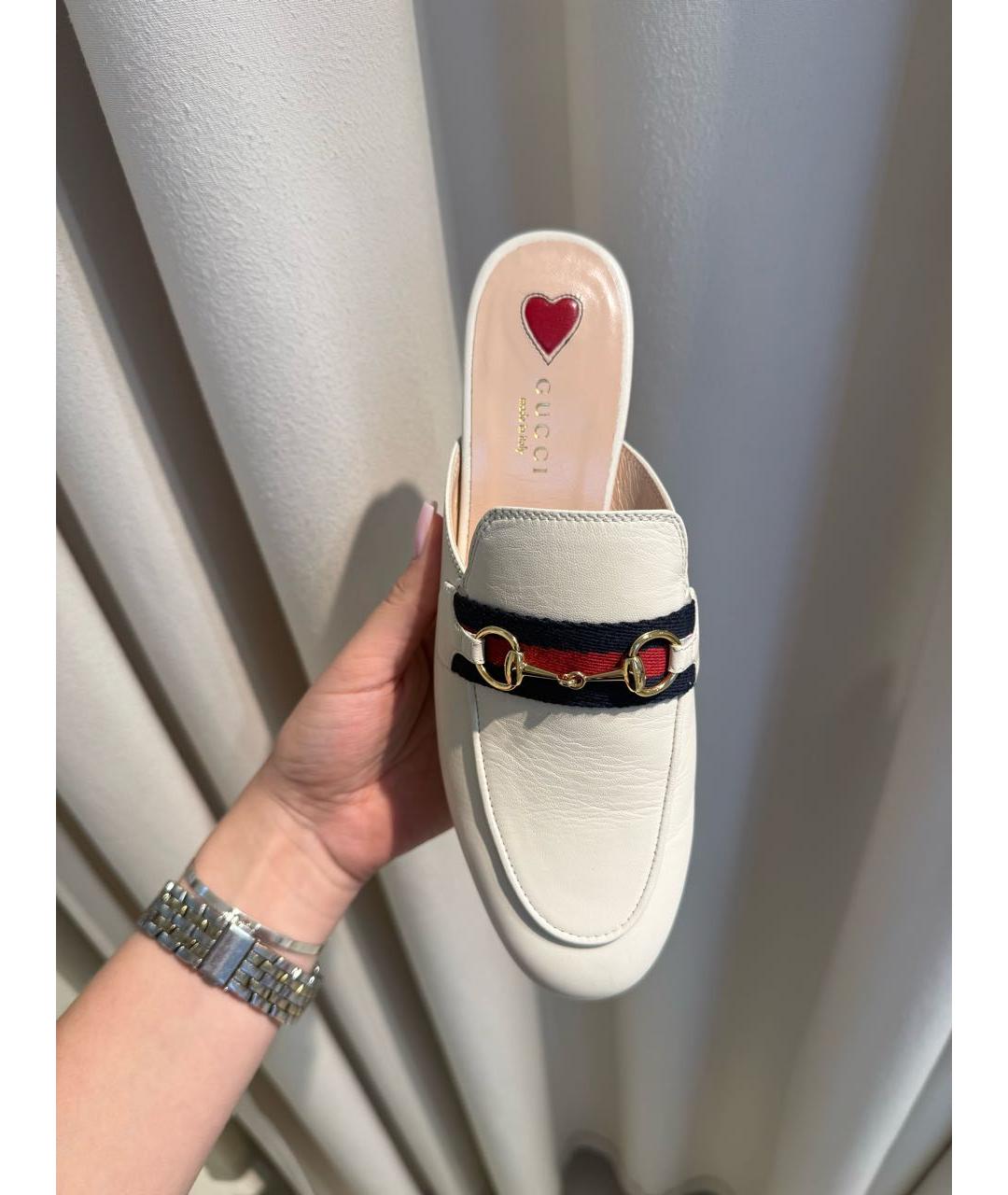 GUCCI Белые кожаные мюли, фото 3