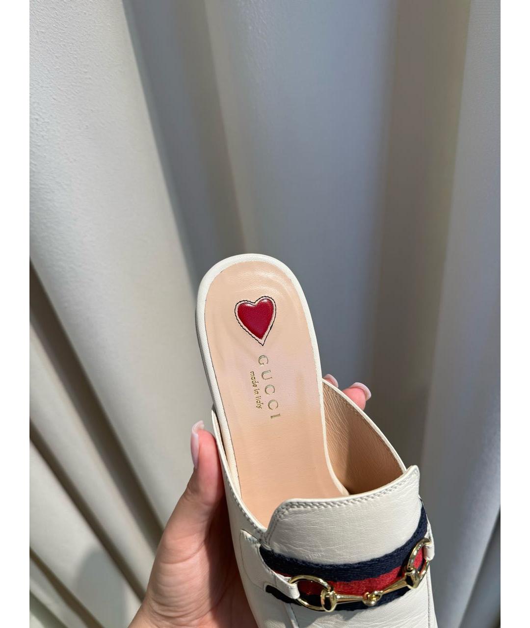 GUCCI Белые кожаные мюли, фото 5