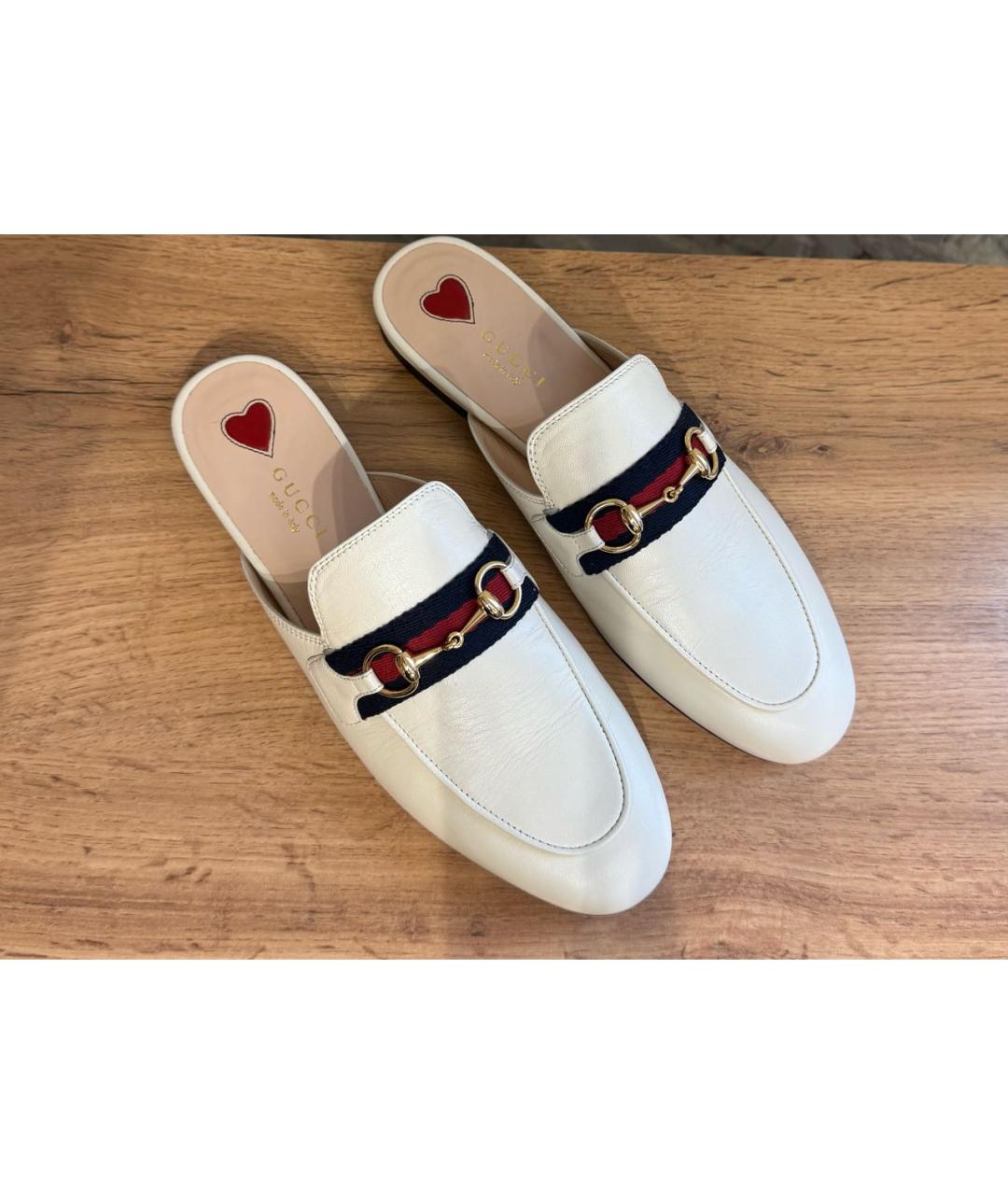GUCCI Белые кожаные мюли, фото 2