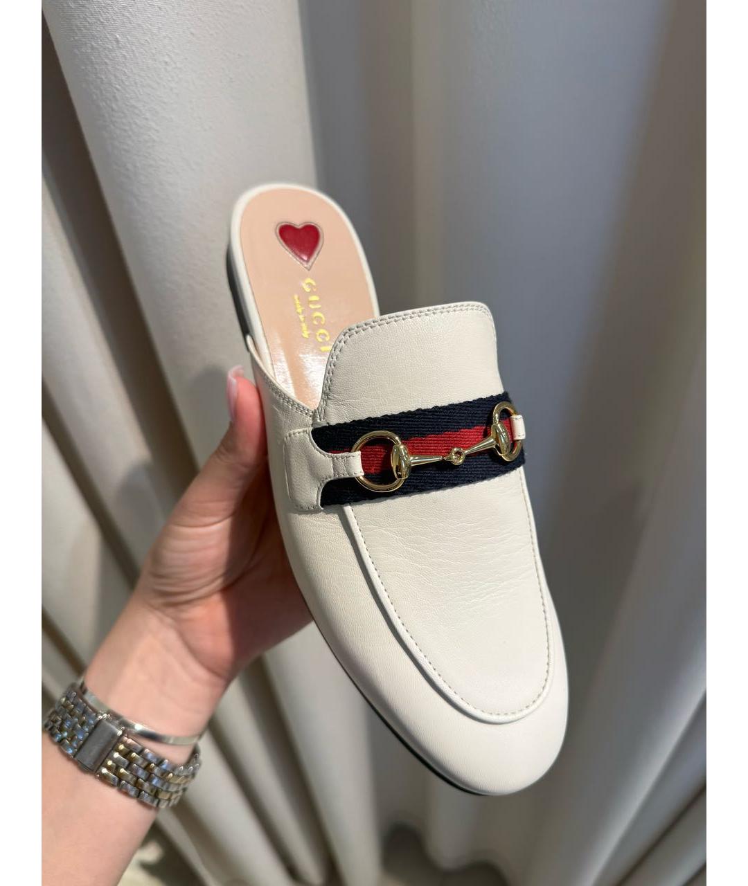 GUCCI Белые кожаные мюли, фото 4