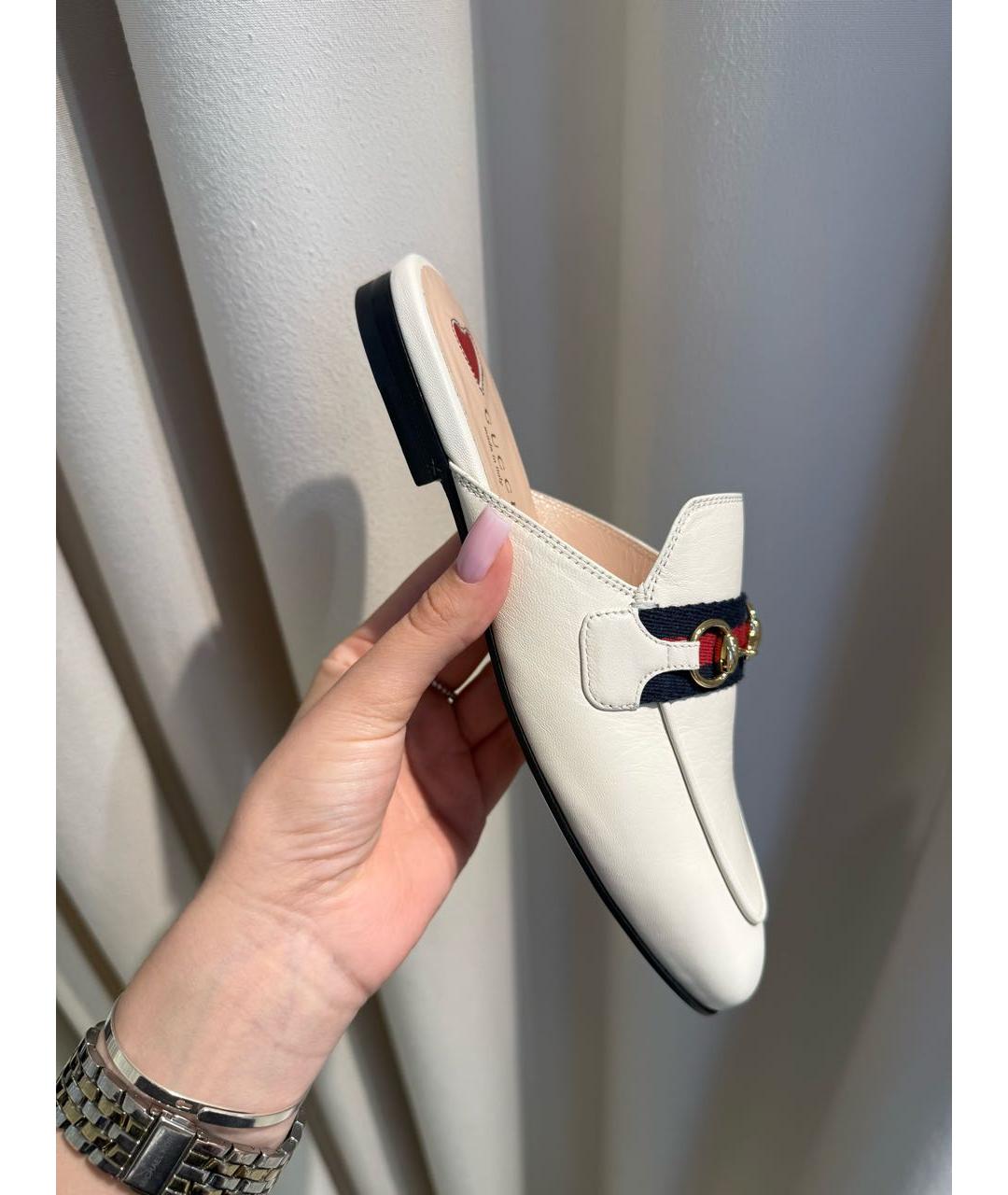 GUCCI Белые кожаные мюли, фото 8