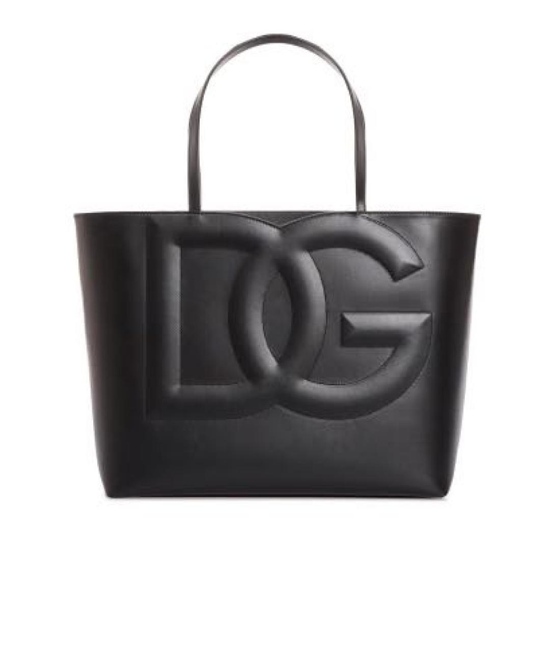 DOLCE&GABBANA Черная кожаная сумка тоут, фото 1