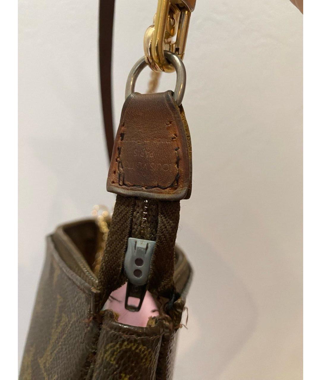 LOUIS VUITTON Коричневая кожаная сумка через плечо, фото 4
