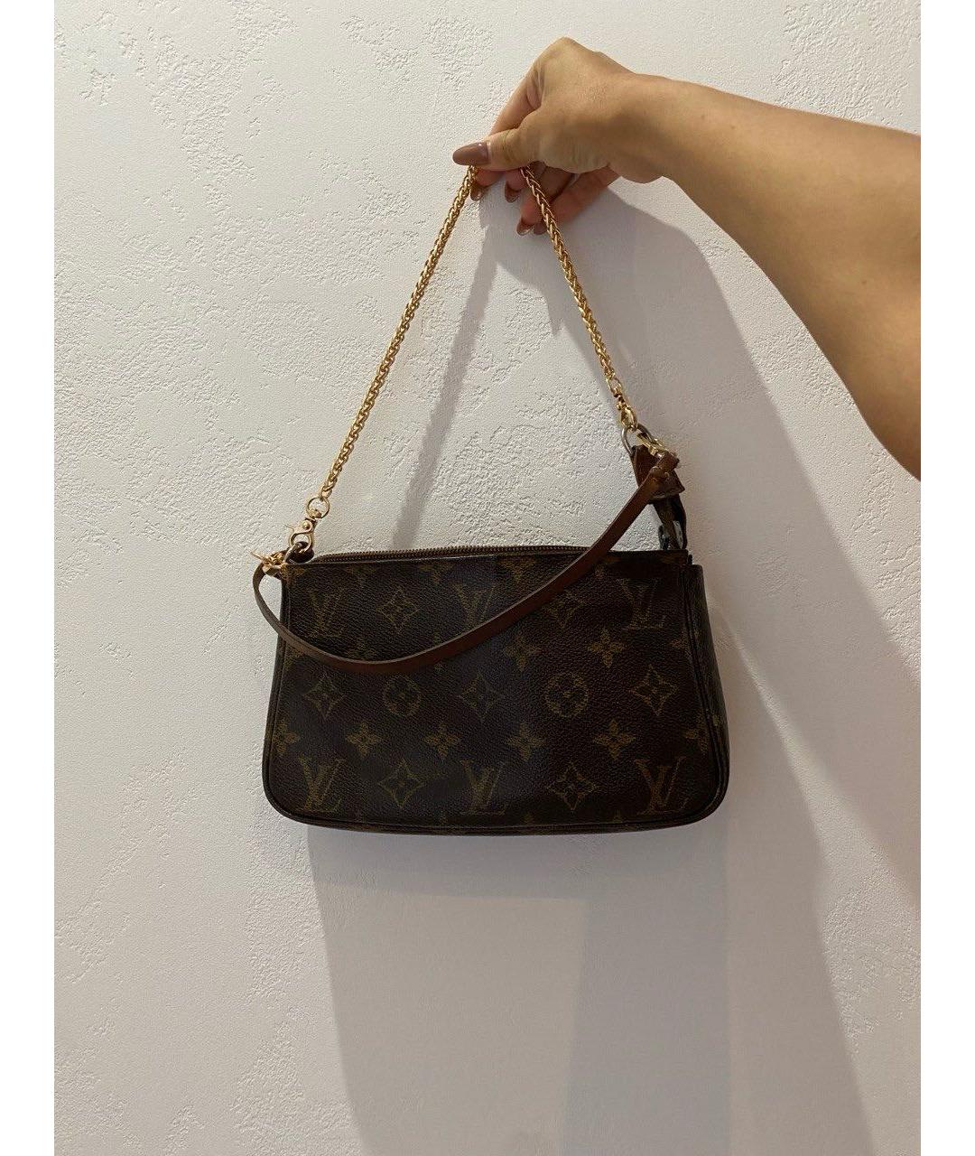 LOUIS VUITTON Коричневая кожаная сумка через плечо, фото 8