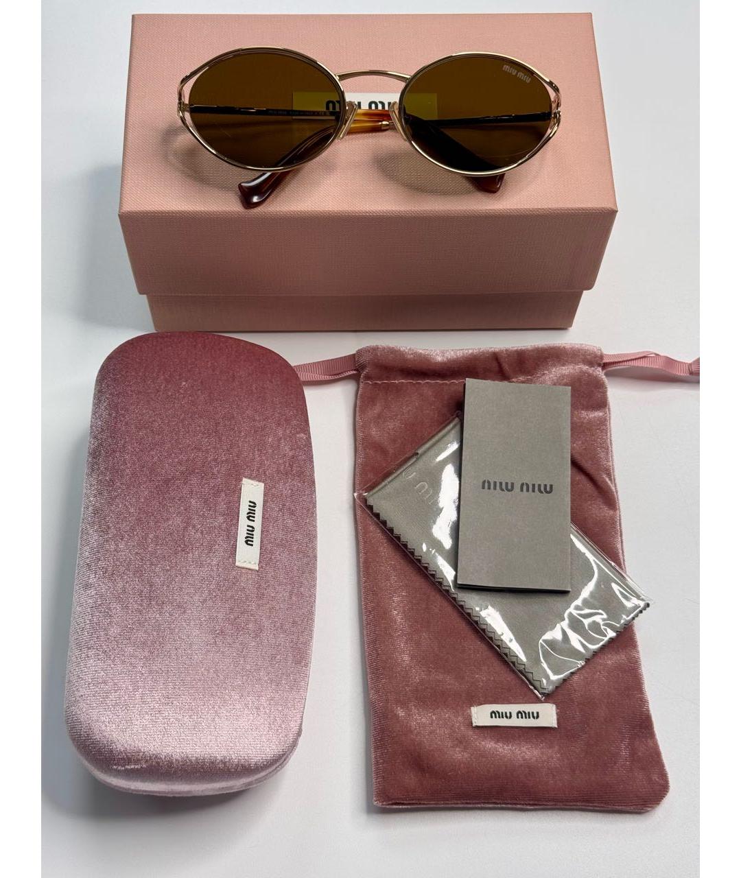 MIU MIU Коричневые металлические солнцезащитные очки, фото 2