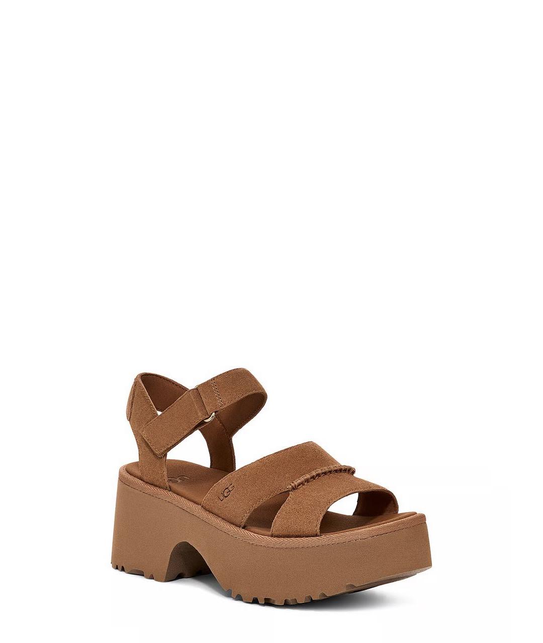 UGG AUSTRALIA Коричневые замшевые сандалии, фото 2