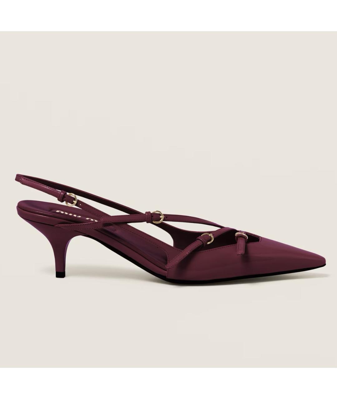 MIU MIU Бордовые босоножки из лакированной кожи, фото 6