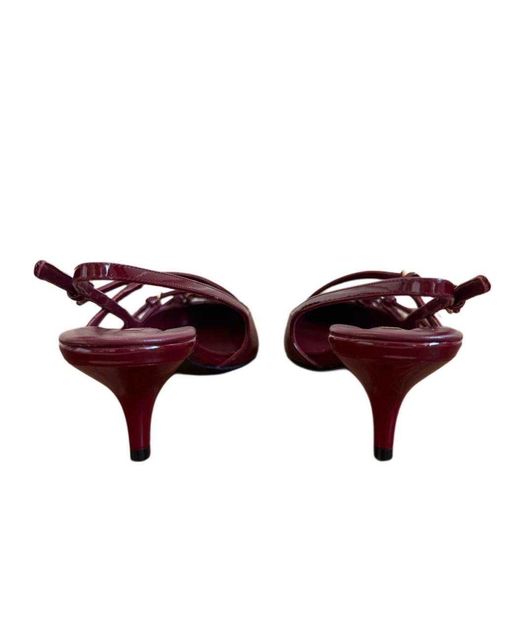 MIU MIU Бордовые босоножки из лакированной кожи, фото 4
