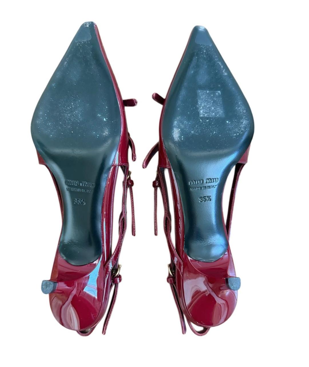 MIU MIU Бордовые босоножки из лакированной кожи, фото 5
