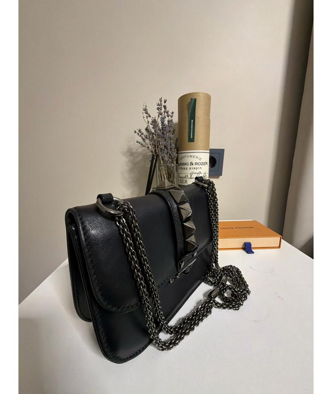 VALENTINO Черная кожаная сумка через плечо, фото 2
