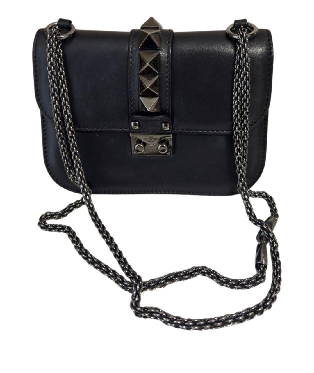 VALENTINO Черная кожаная сумка через плечо, фото 1