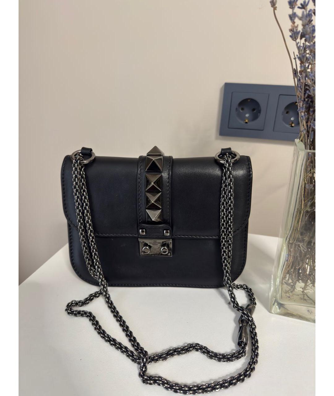 VALENTINO Черная кожаная сумка через плечо, фото 9