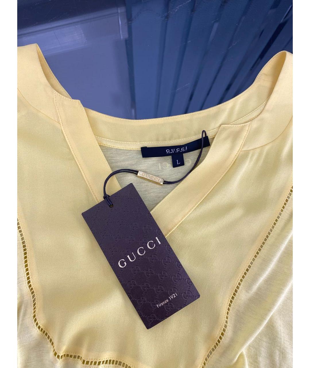 GUCCI Желтая вискозная блузы, фото 3