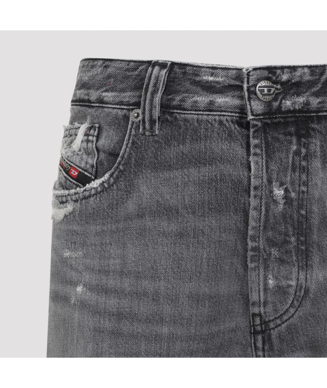 DIESEL Антрацитовые хлопковые прямые джинсы, фото 3