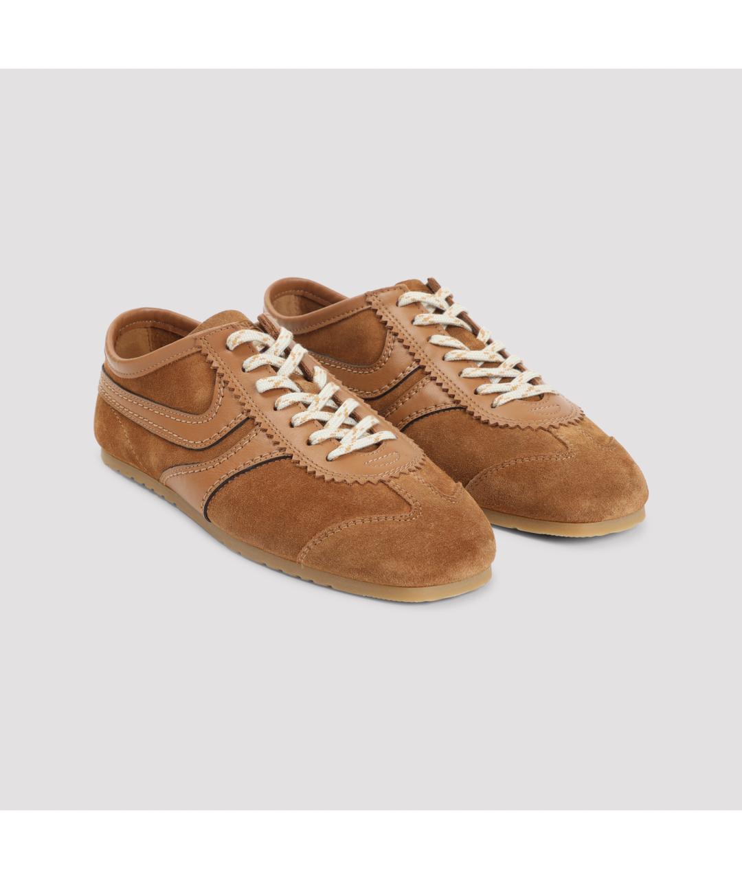 DRIES VAN NOTEN Коричневые кожаные кроссовки, фото 5