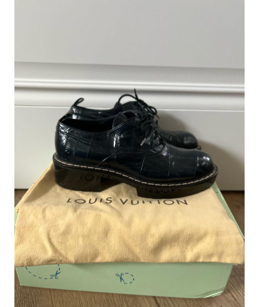 LOUIS VUITTON Темно-синие кожаные брогги и оксфорды, фото 5