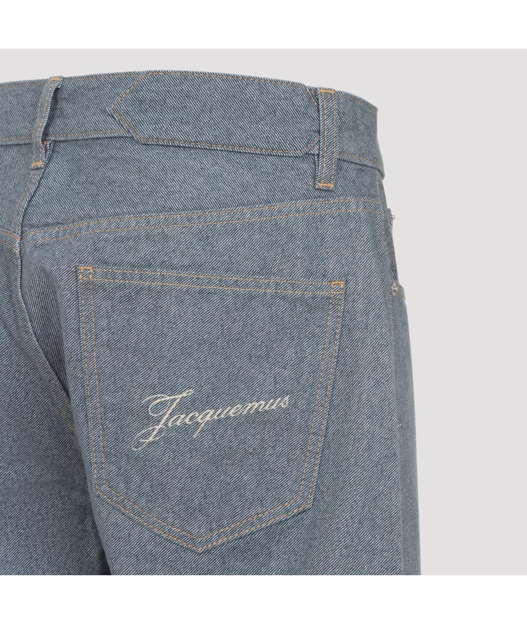 JACQUEMUS Голубые хлопковые прямые джинсы, фото 5