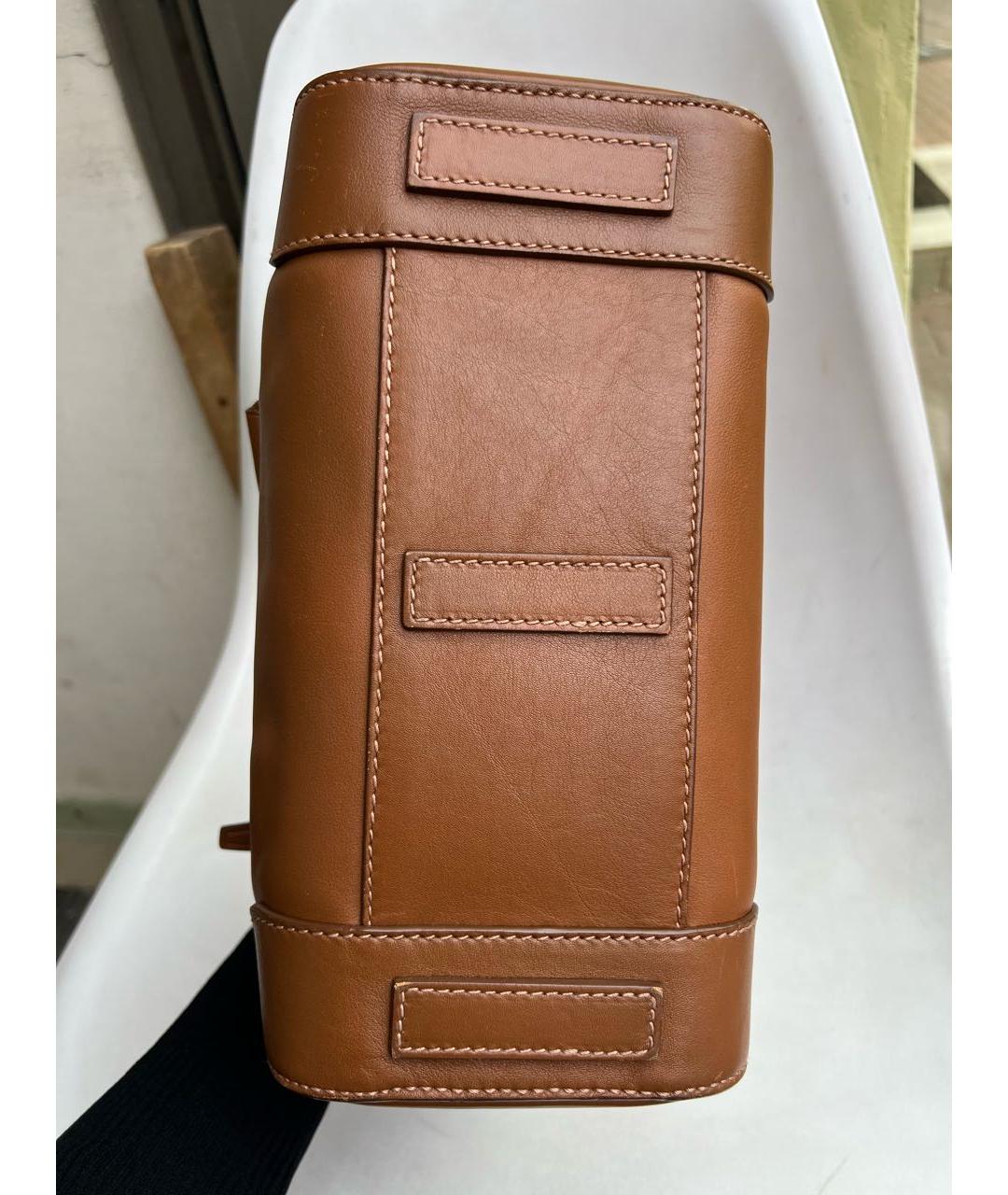 RALPH LAUREN Коричневая кожаная сумка с короткими ручками, фото 4