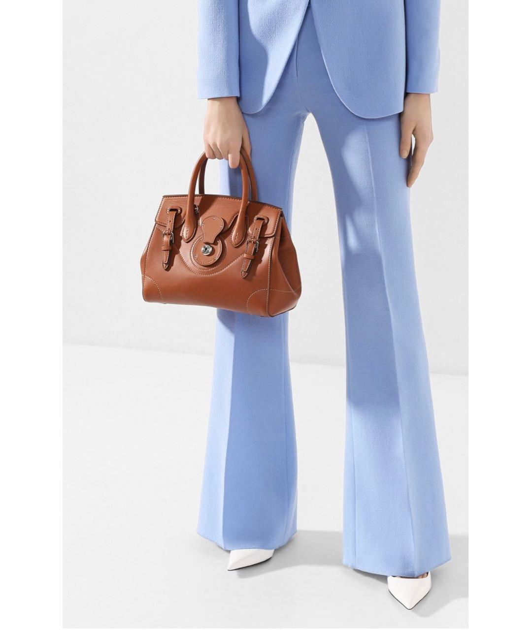 RALPH LAUREN Коричневая кожаная сумка с короткими ручками, фото 6