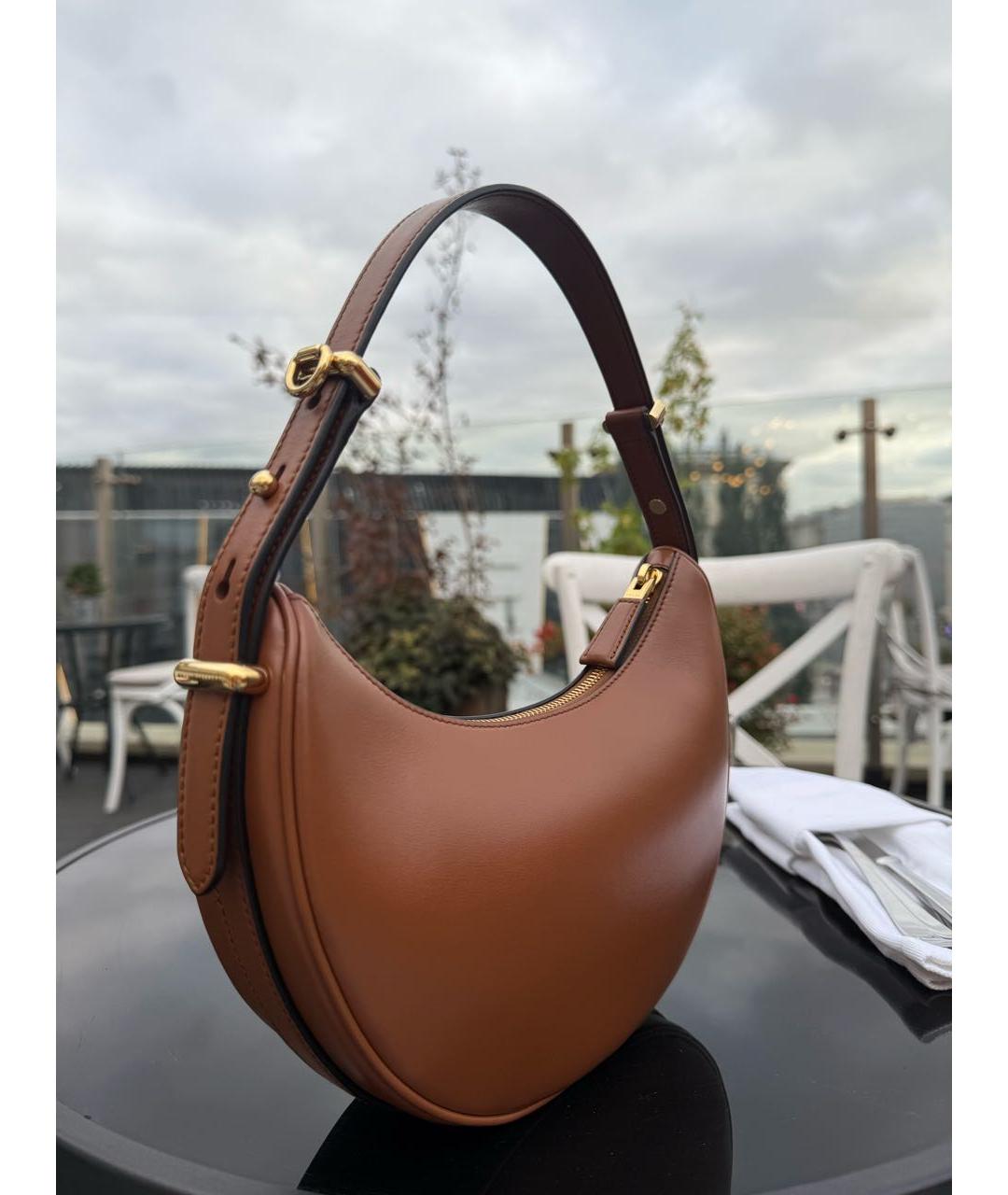 PRADA Коричневая кожаная сумка с короткими ручками, фото 3