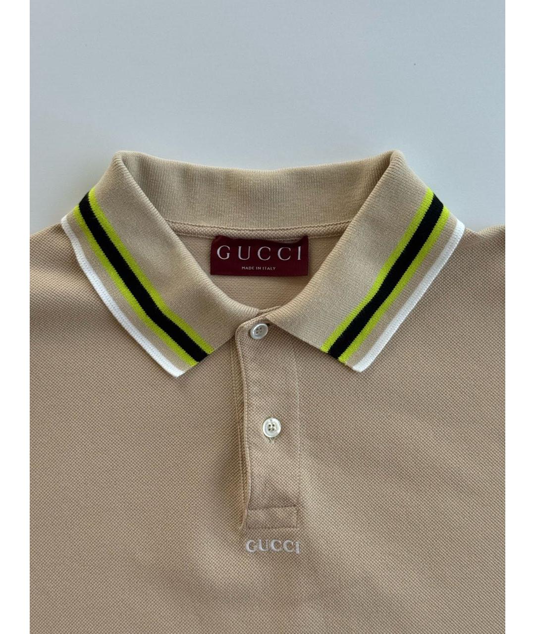 GUCCI Горчичное хлопковое поло с коротким рукавом, фото 3