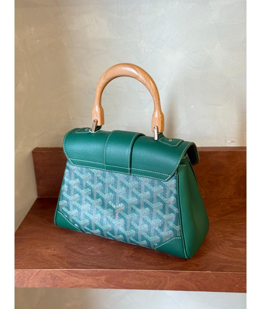 GOYARD Зеленая сумка с короткими ручками из искусственной кожи, фото 6