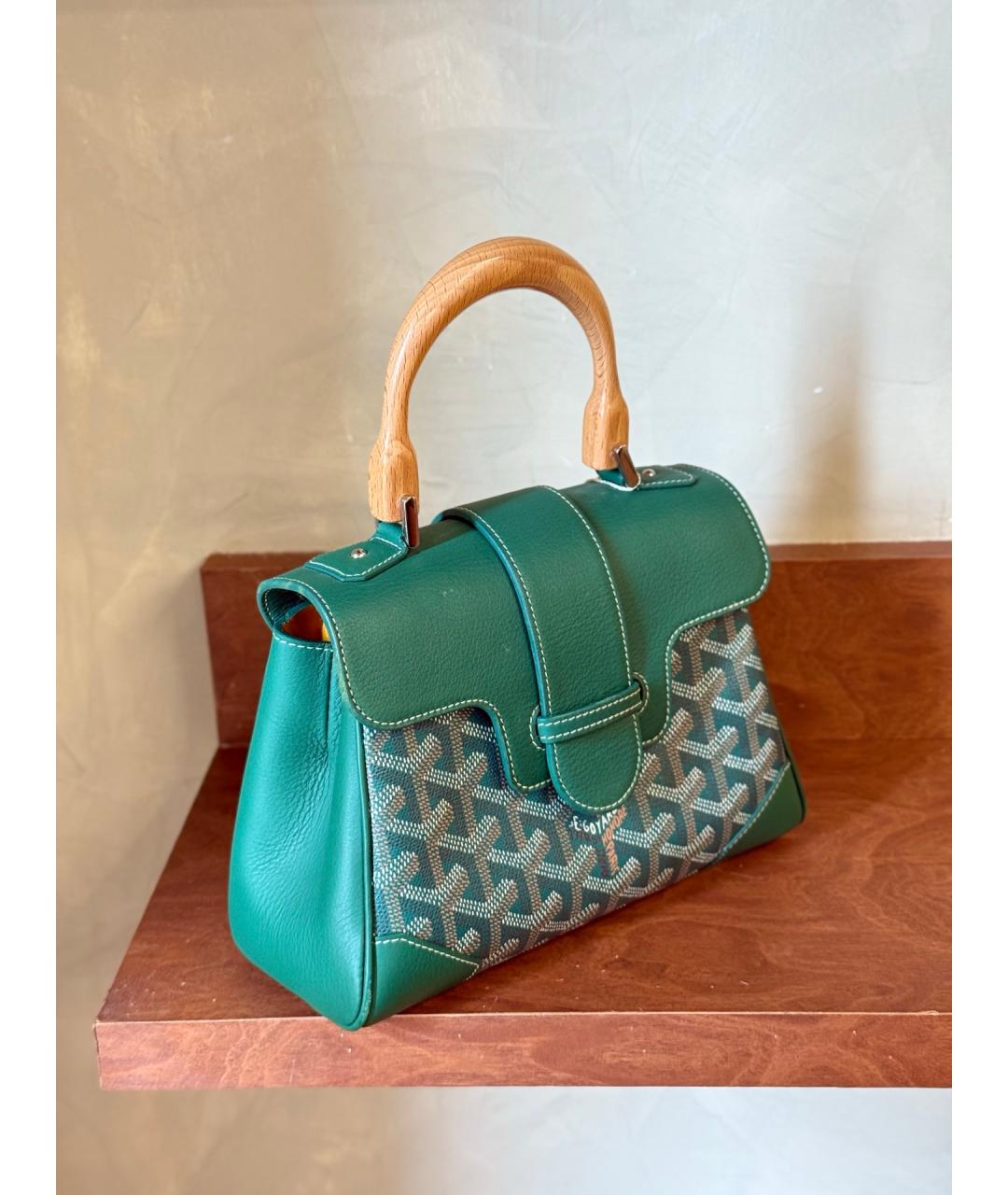GOYARD Зеленая сумка с короткими ручками из искусственной кожи, фото 4