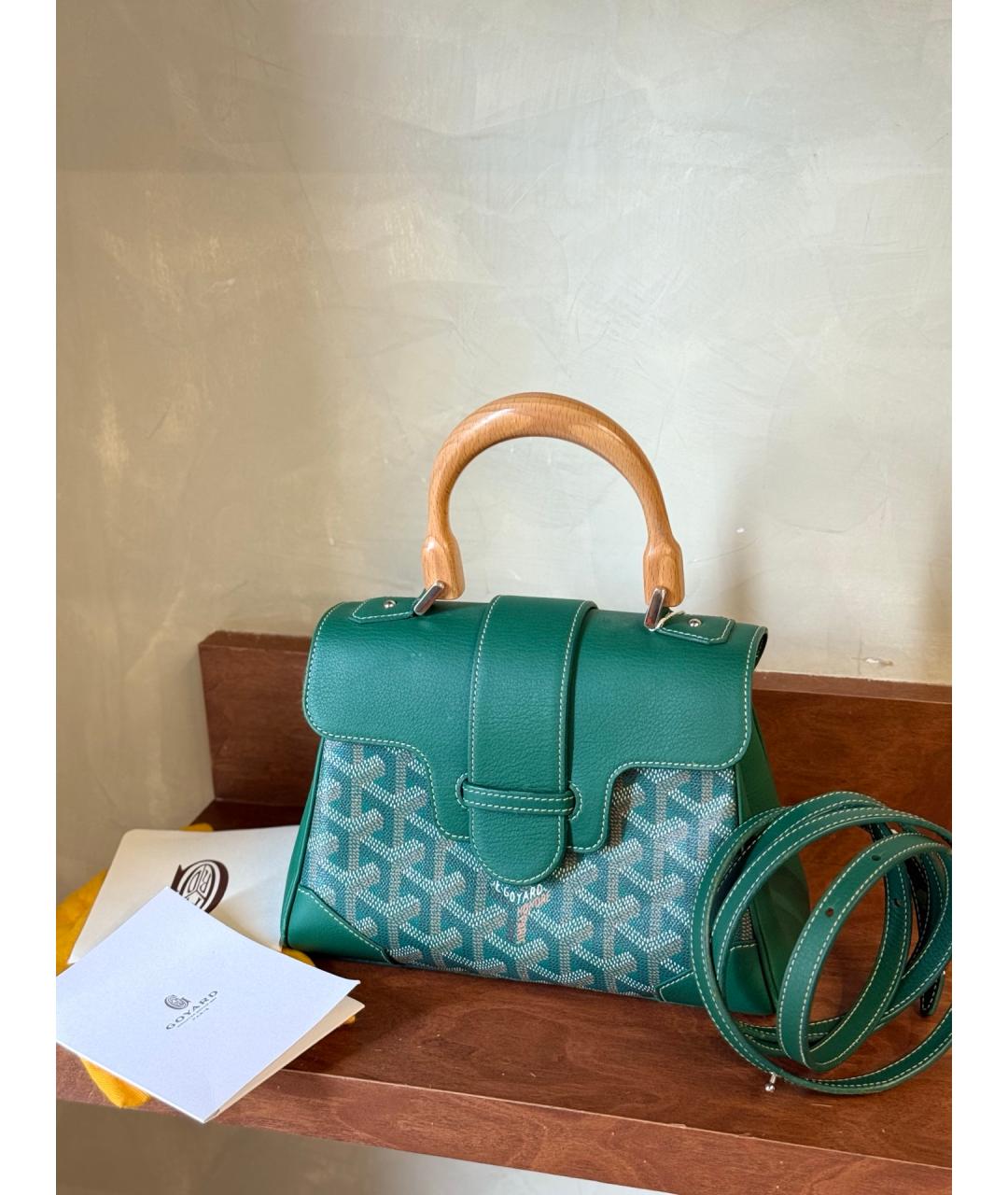 GOYARD Зеленая сумка с короткими ручками из искусственной кожи, фото 2