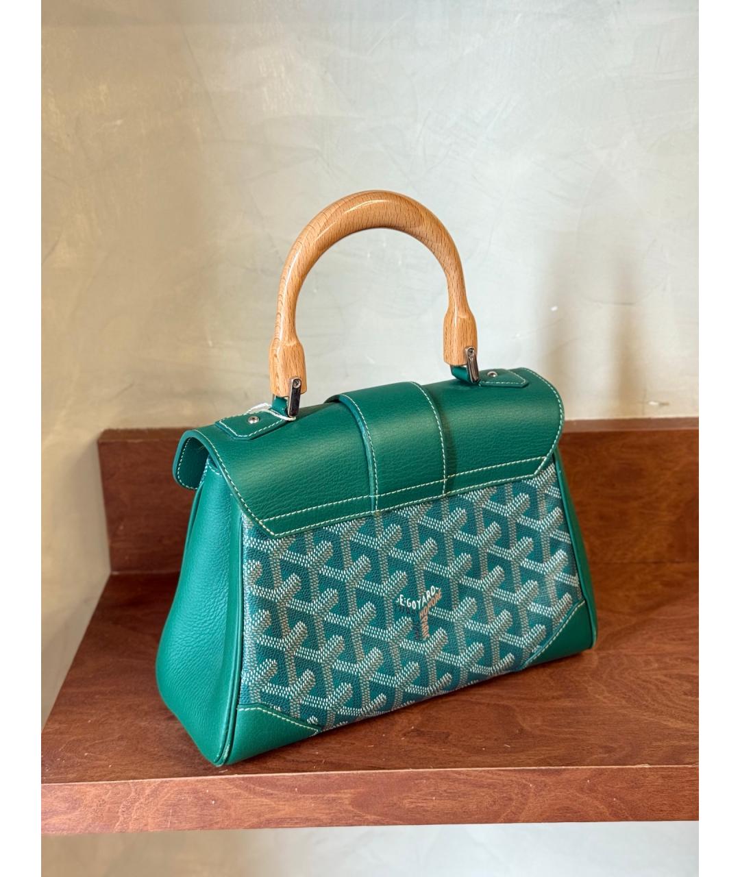 GOYARD Зеленая сумка с короткими ручками из искусственной кожи, фото 7