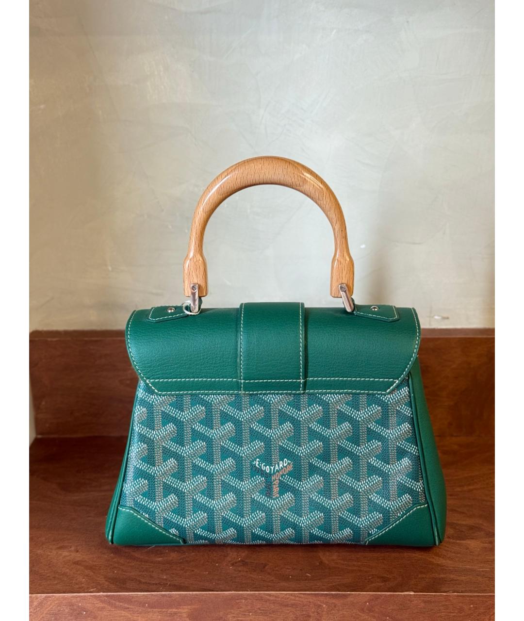 GOYARD Зеленая сумка с короткими ручками из искусственной кожи, фото 5