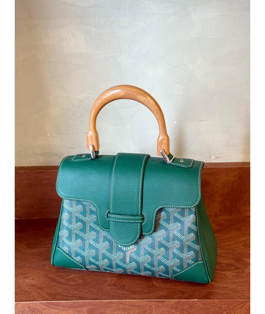 GOYARD Зеленая сумка с короткими ручками из искусственной кожи, фото 3
