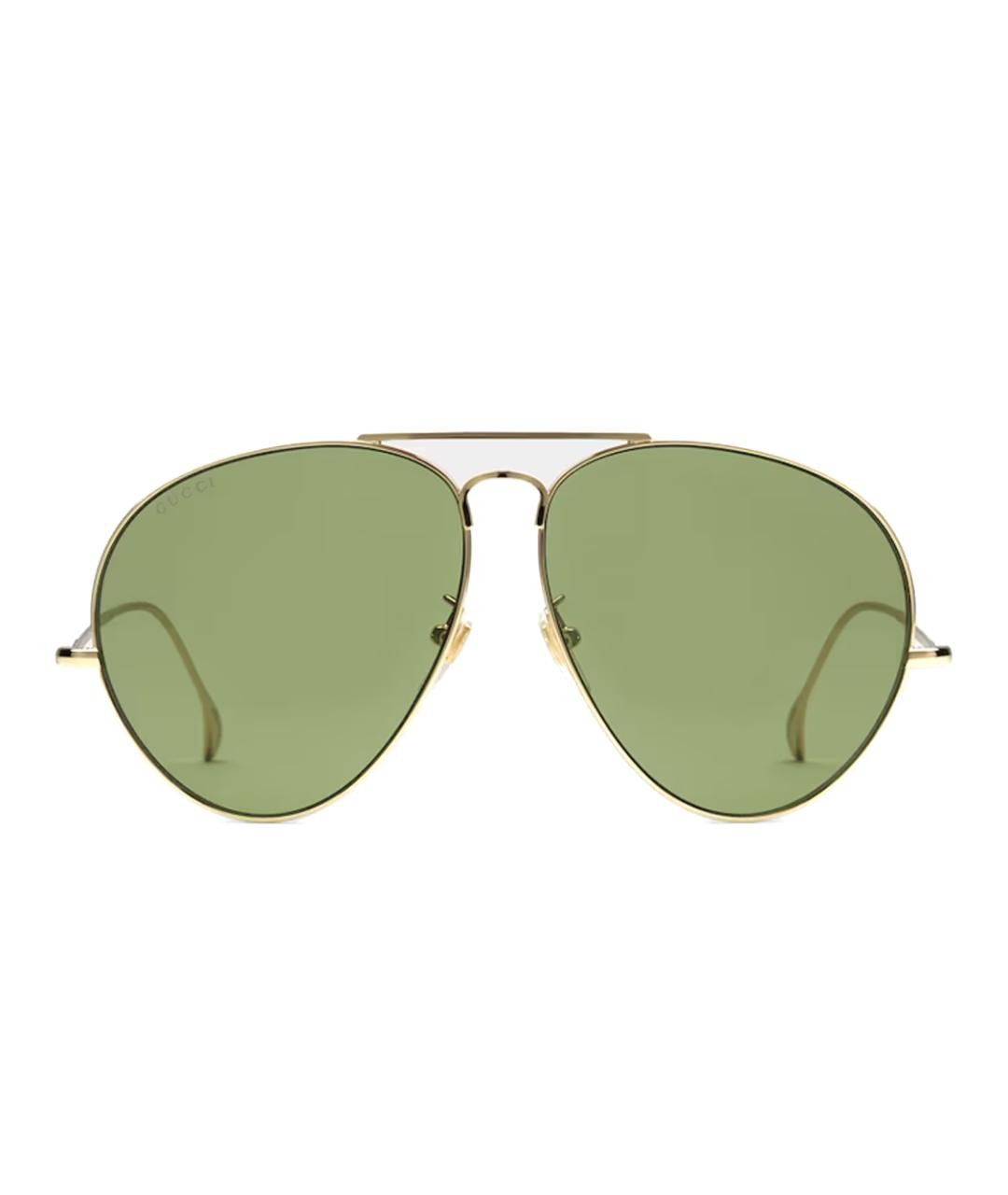 GUCCI Золотые металлические солнцезащитные очки, фото 1