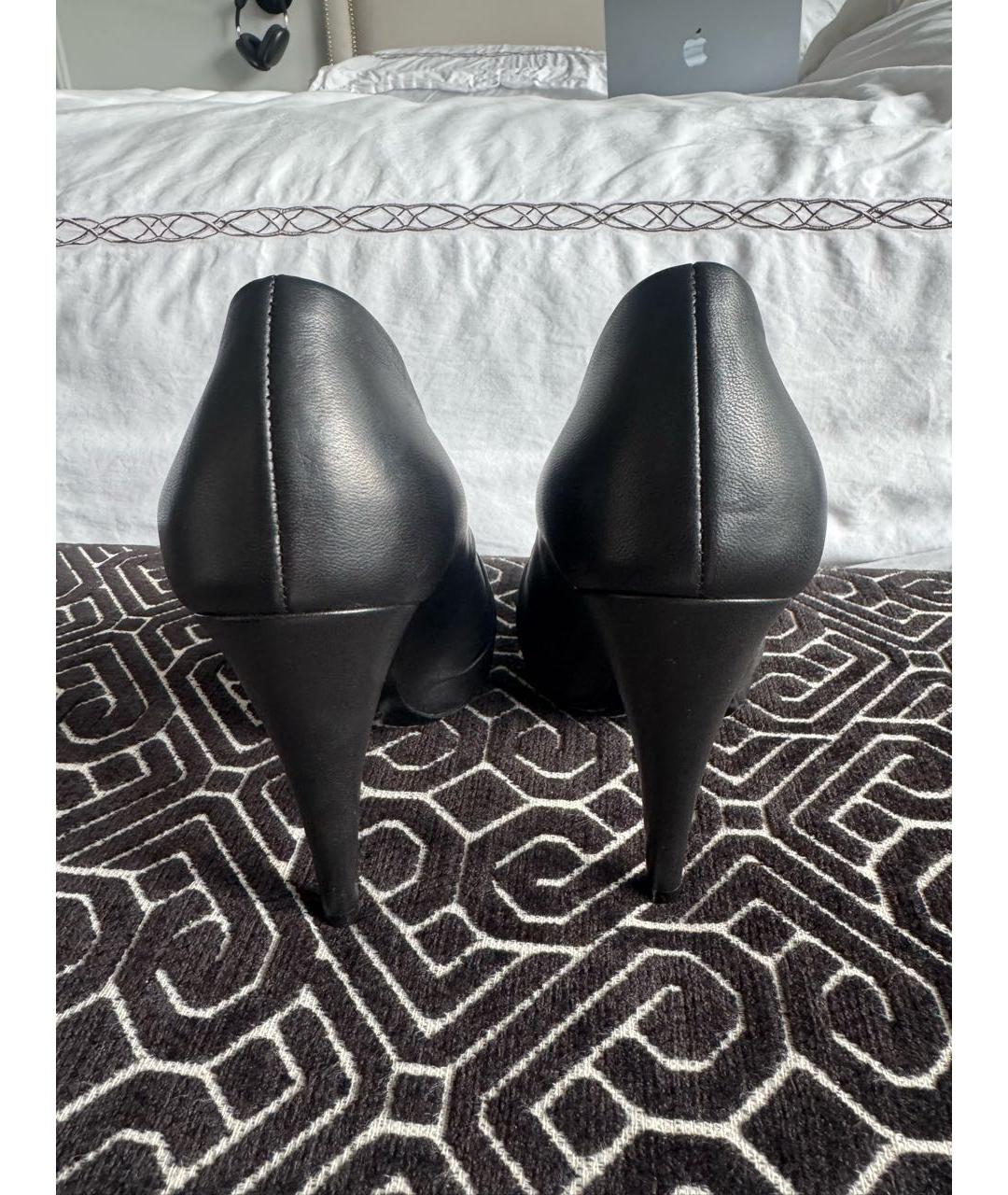 SAINT LAURENT Черные кожаные туфли, фото 4