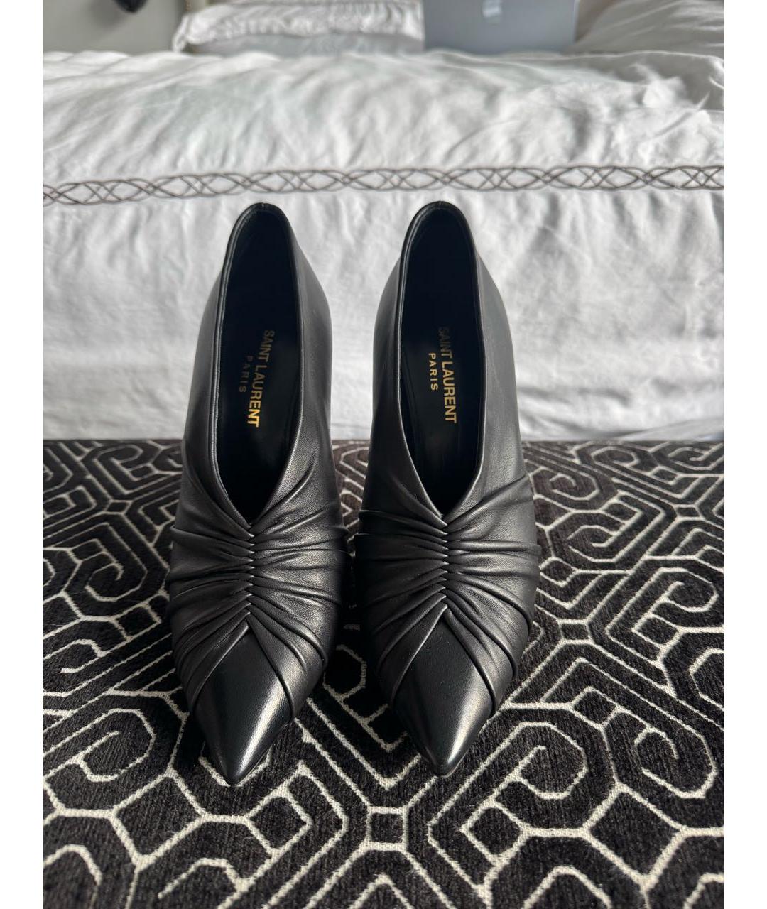 SAINT LAURENT Черные кожаные туфли, фото 2