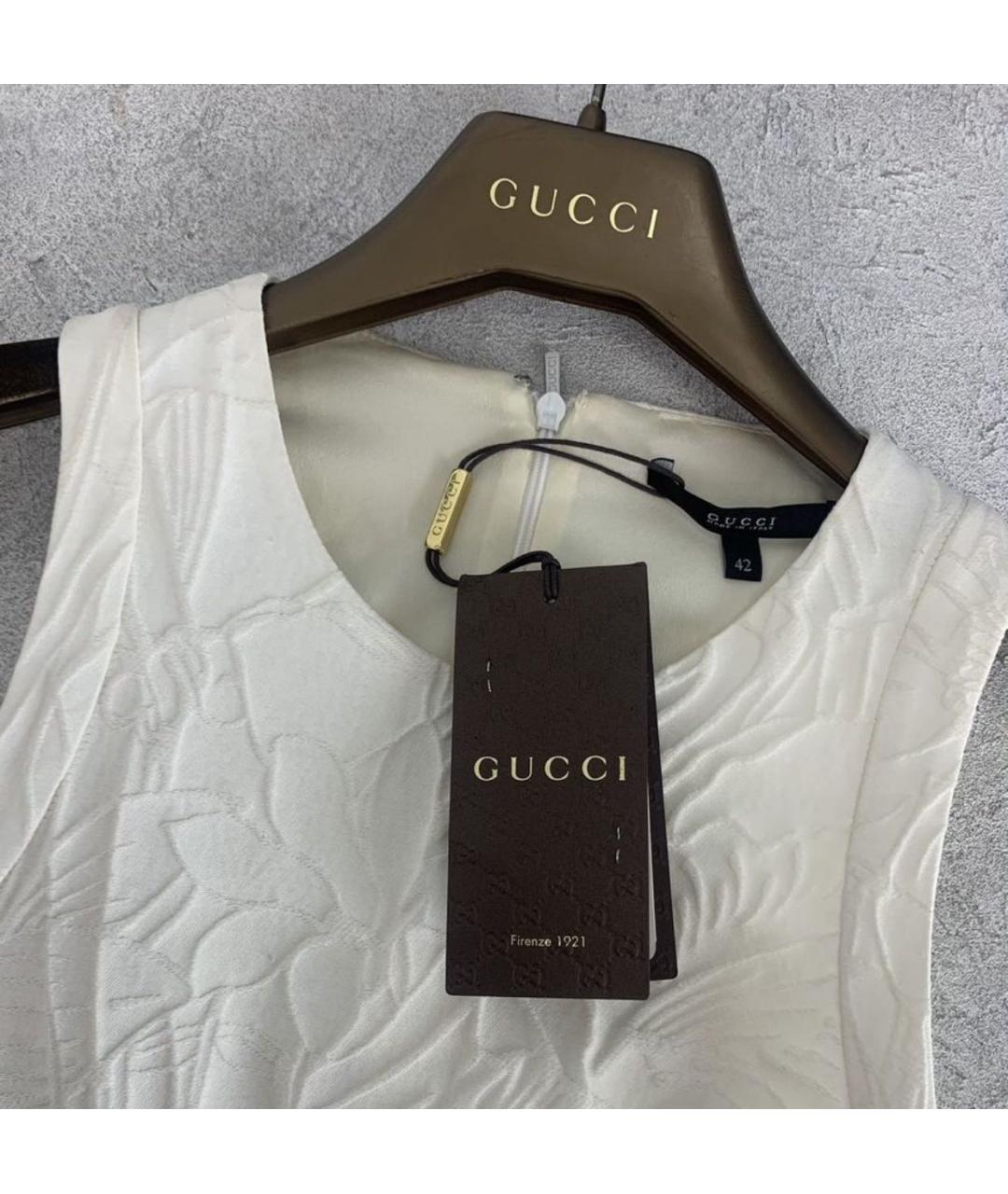 GUCCI Белое хлопко-эластановое платье, фото 3