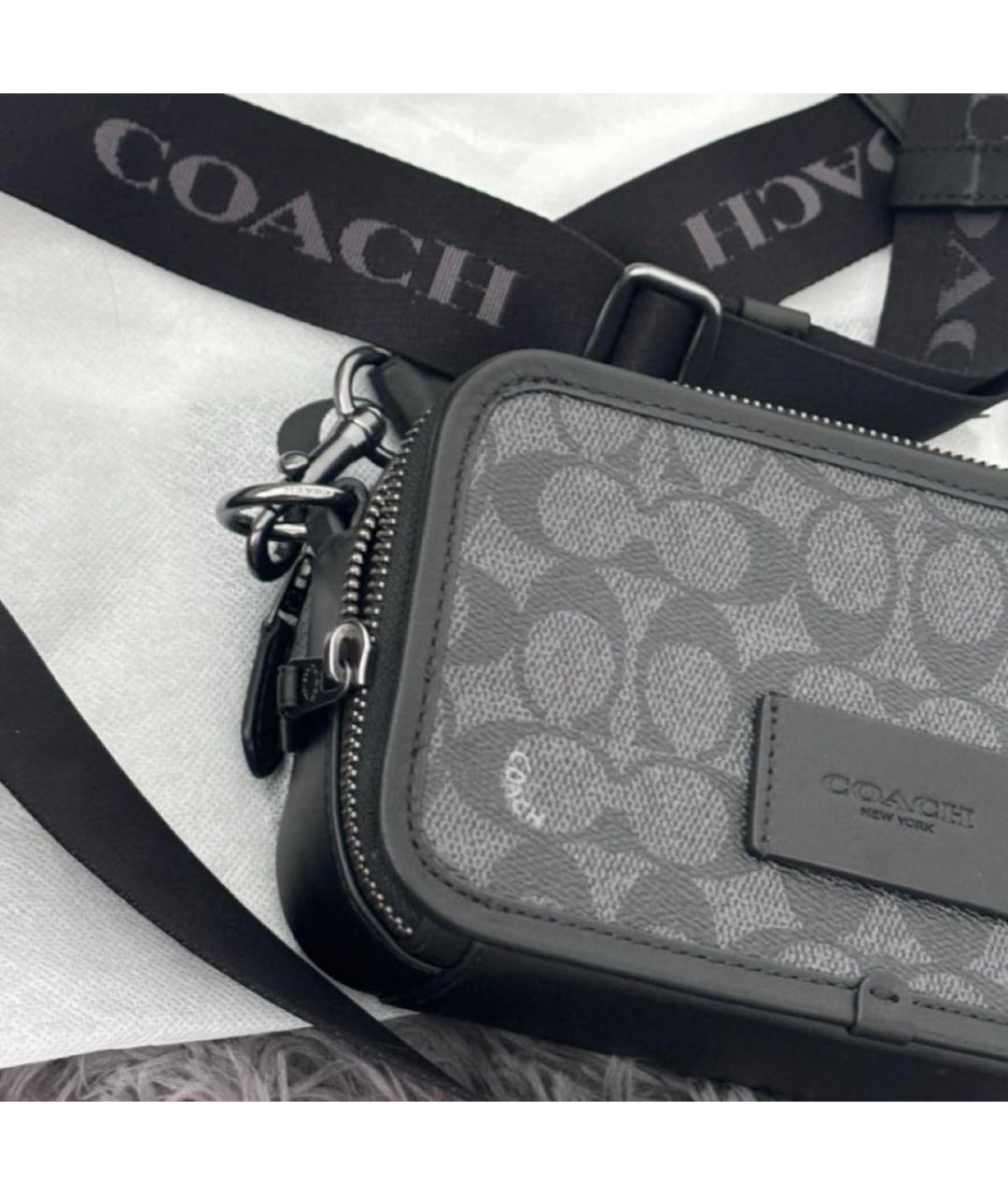 COACH Черная кожаная сумка на плечо, фото 4
