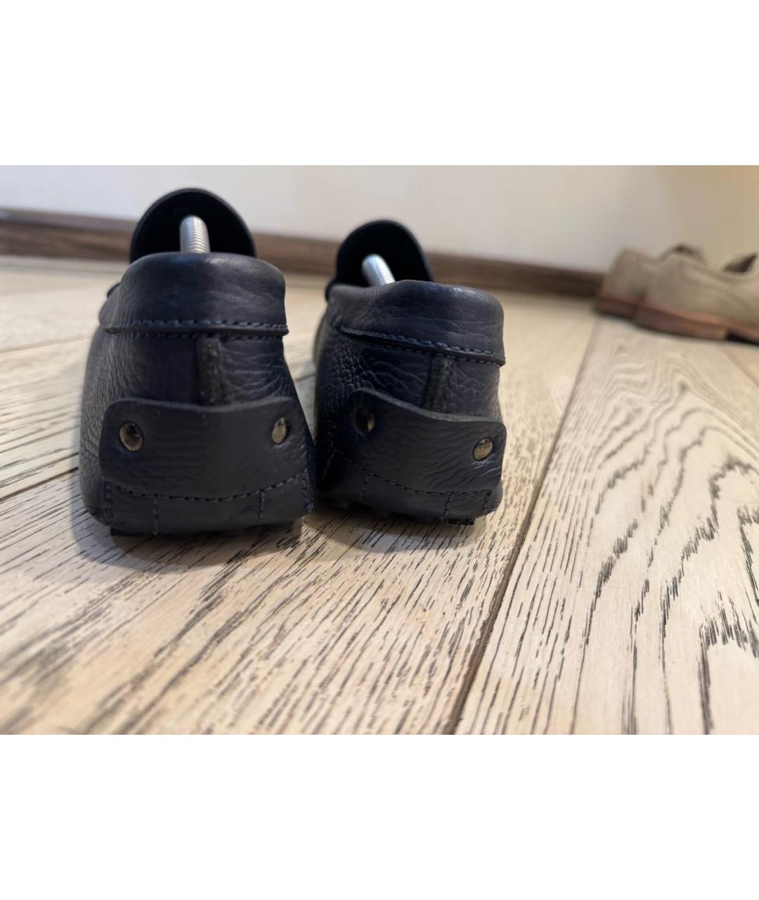 TOD'S Темно-синие кожаные мокасины, фото 4