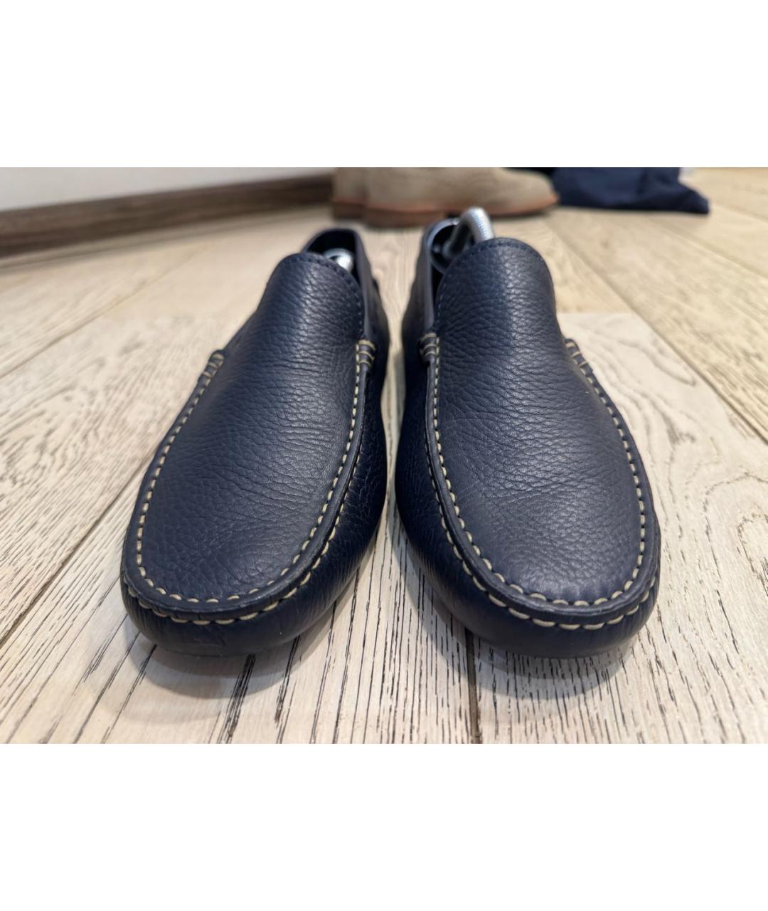 TOD'S Темно-синие кожаные мокасины, фото 2