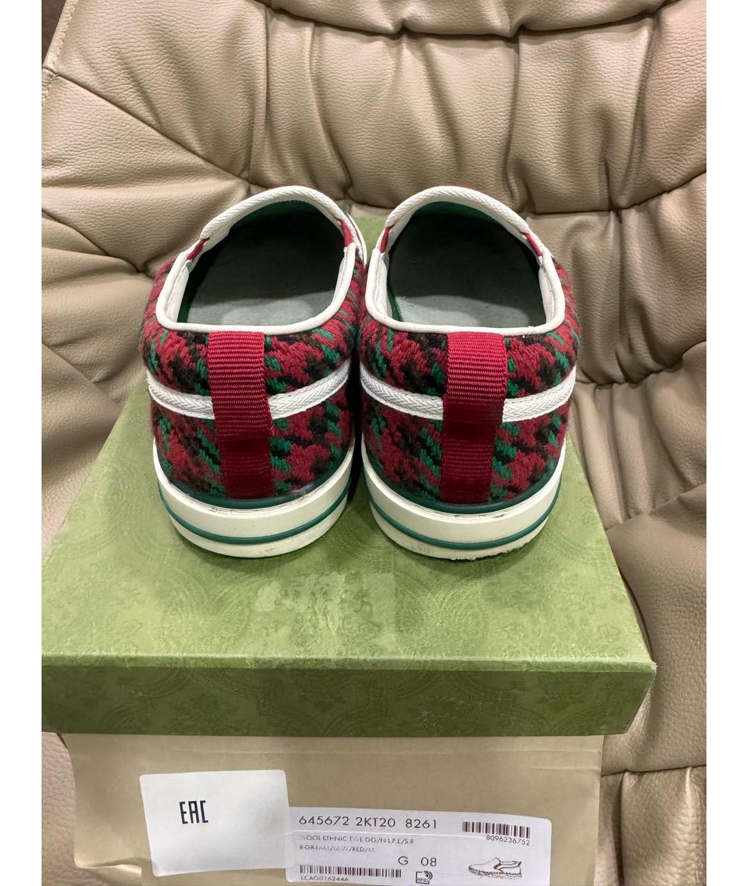 GUCCI Красные текстильные слипоны, фото 4
