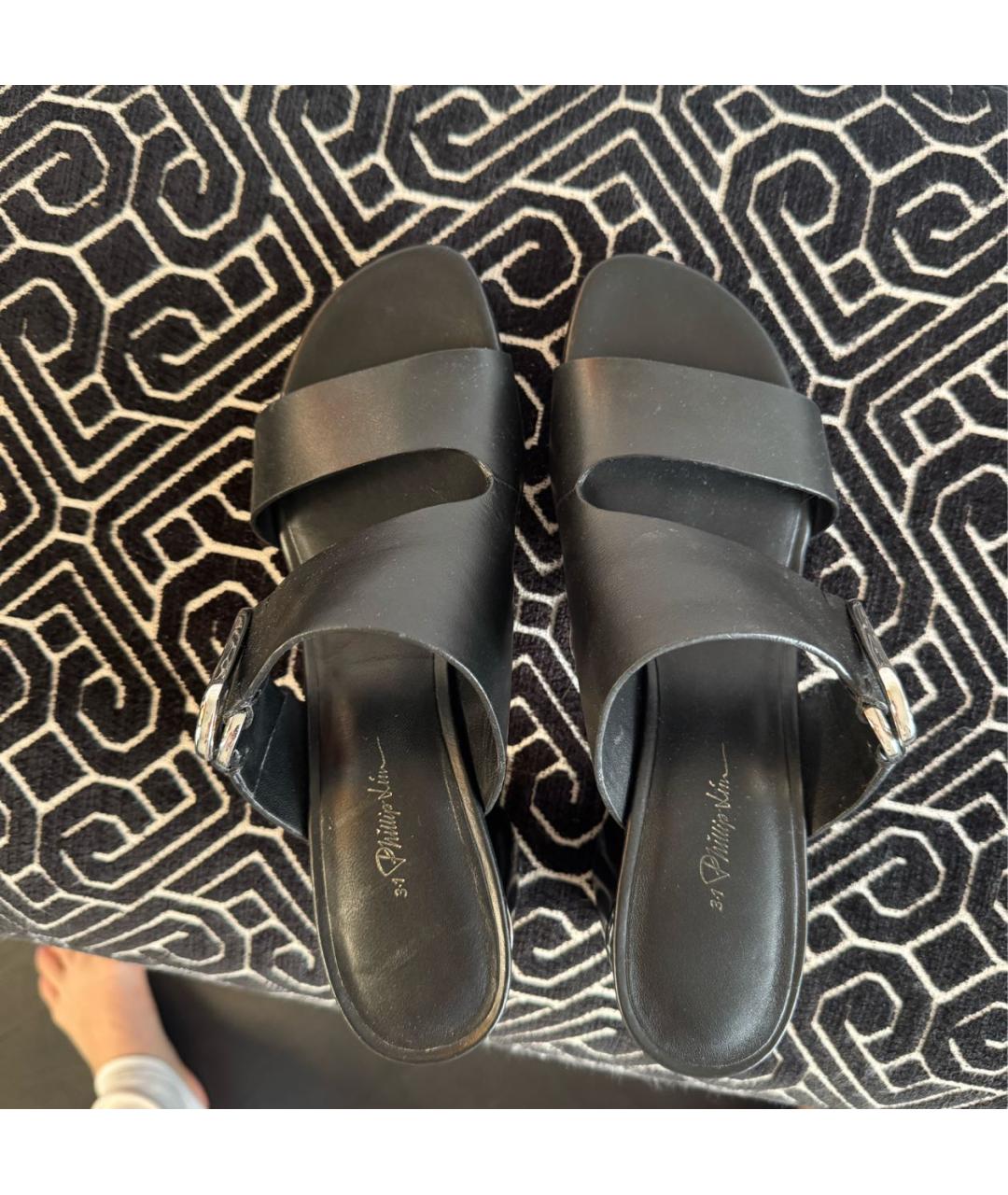 3.1 PHILLIP LIM Черные кожаные мюли, фото 3