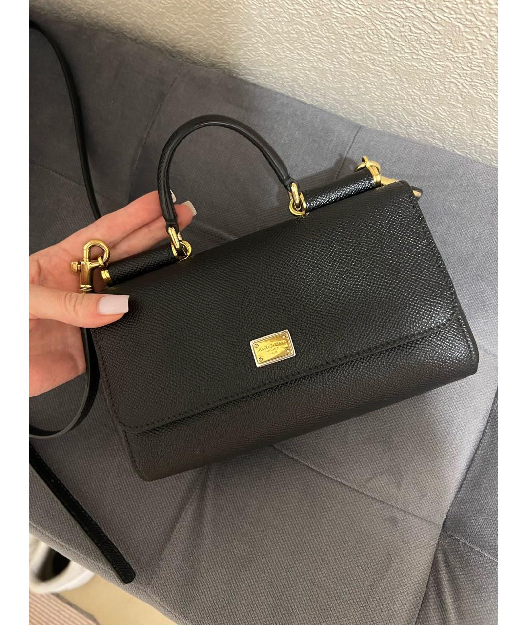 DOLCE&GABBANA Черная кожаная сумка через плечо, фото 2